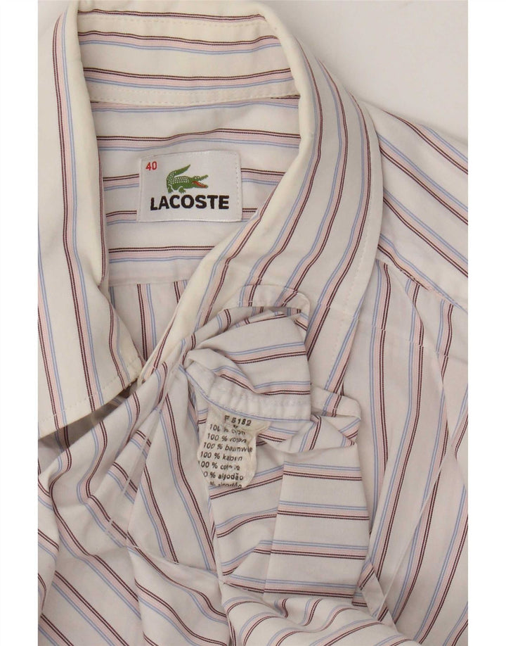 Camisa Lacoste Hombre Talla 40 Mediana Algodón Rayas Blancas