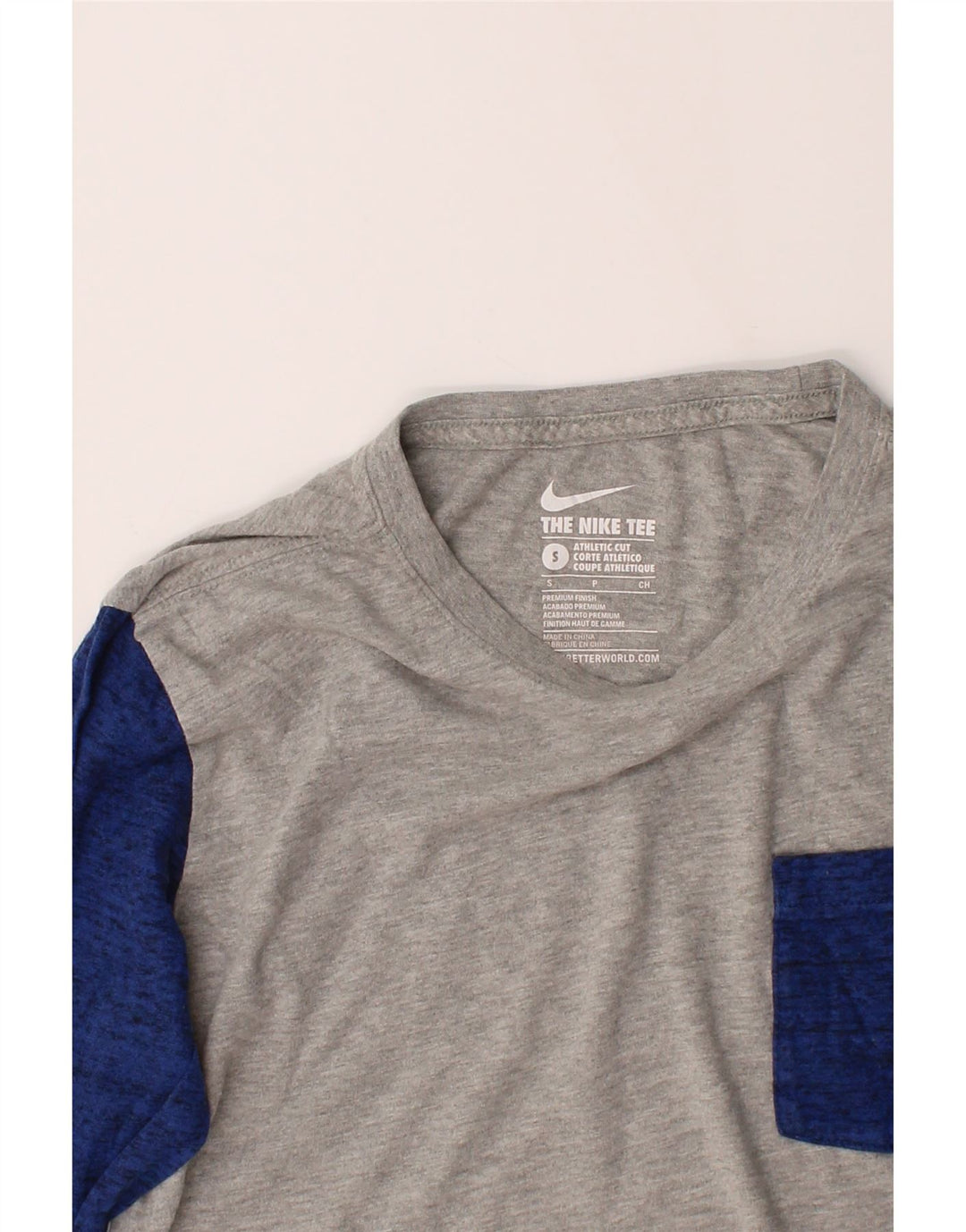 NIKE Mens Athletic Cut Top Long Sleeve Small Grey Colourblock Cotton Vintage Nike and Second-Hand Nike from Messina Hembry 