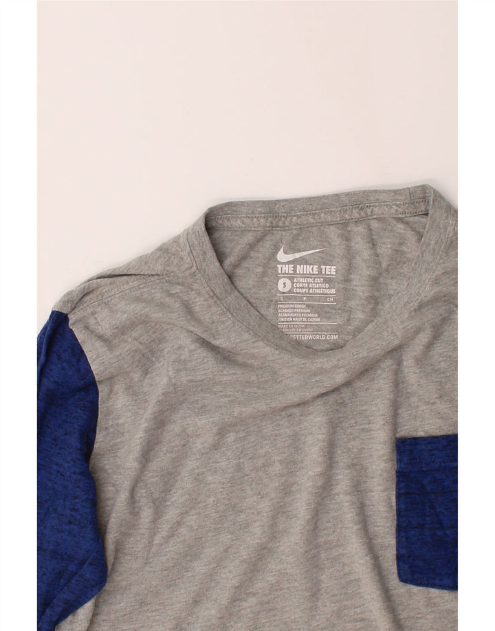 NIKE Mens Athletic Cut Top Long Sleeve Small Grey Colourblock Cotton Vintage Nike and Second-Hand Nike from Messina Hembry 