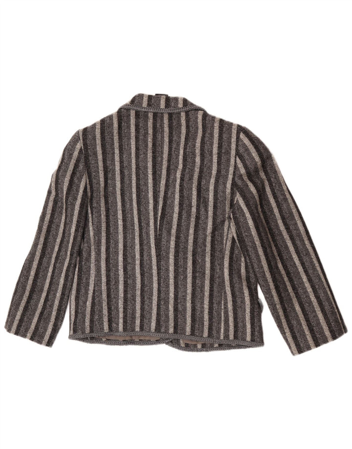 Vintage mujer doble pecho Blazer chaqueta Reino Unido 12 gris medio rayas