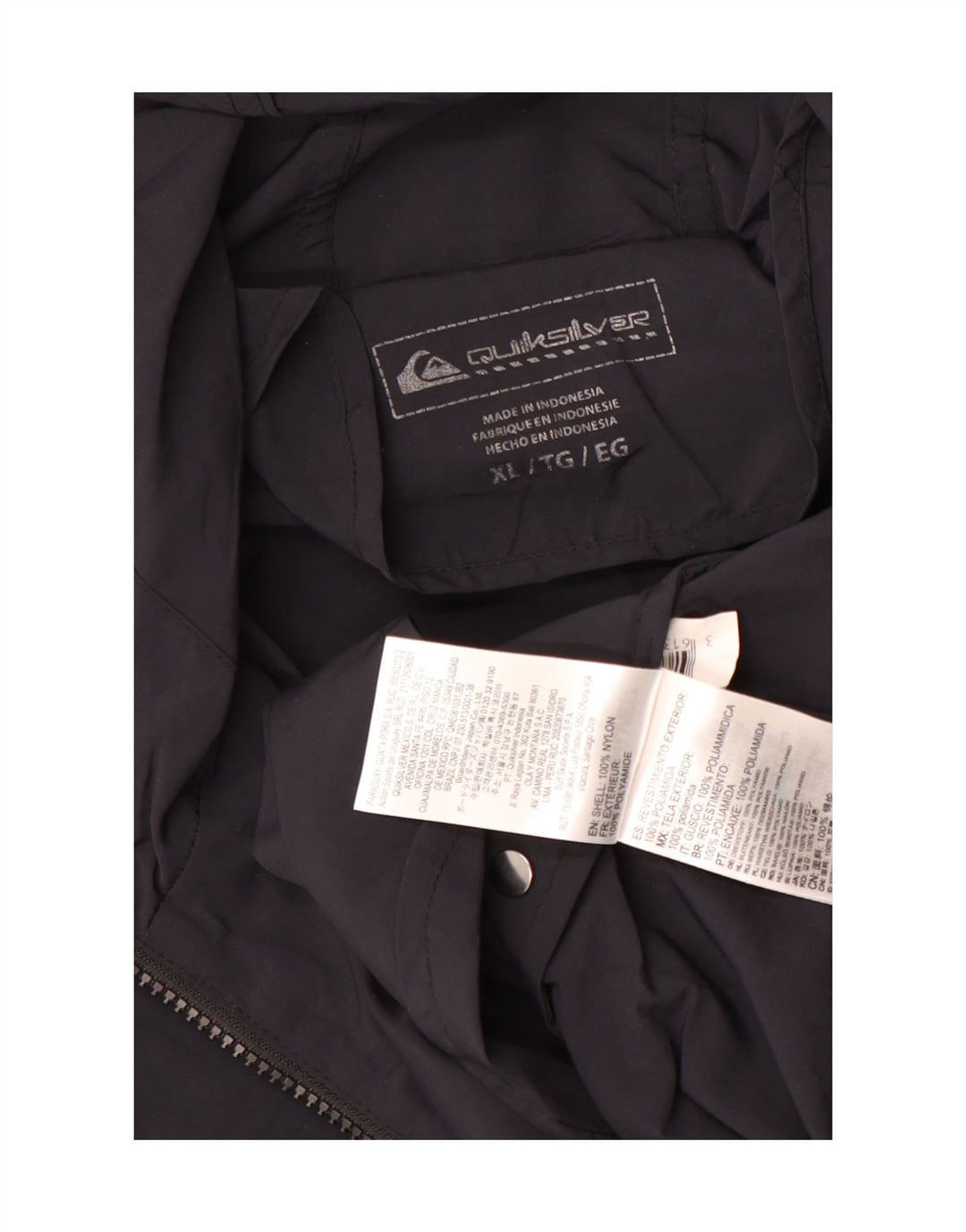 Quiksilver - Chaqueta impermeable para hombre con gráfico, talla 42, nailon negro