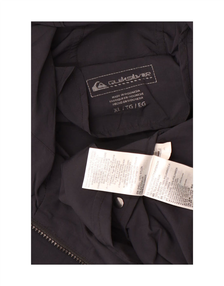 Quiksilver - Chaqueta impermeable para hombre con gráfico, talla 42, nailon negro
