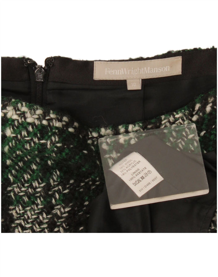 Fenn Wright Manson Minifalda para Mujer UK 10 Small W30 Lana a Cuadros Verde