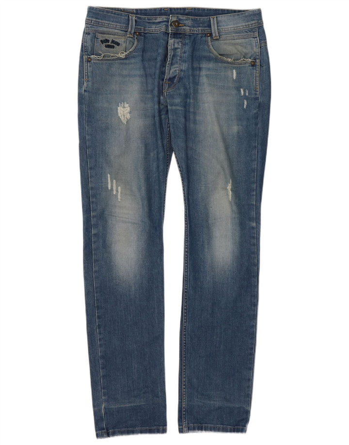 PEPE Jeans Vaqueros ajustados desgastados para mujer W34 L34 Algodón azul
