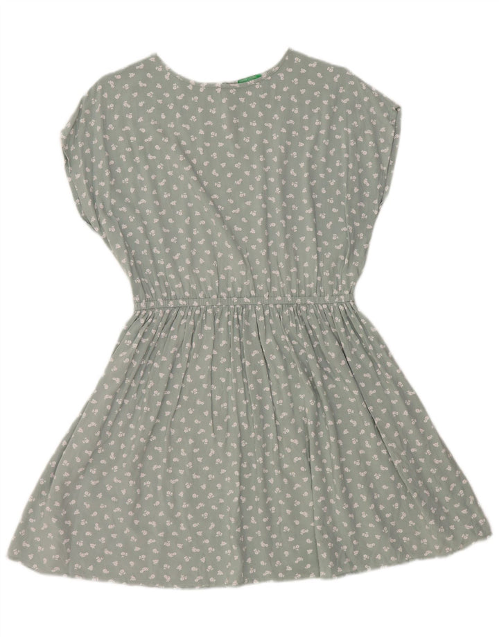 BENETTON Vestido Básico Niña 11-12 Años Verde Floral
