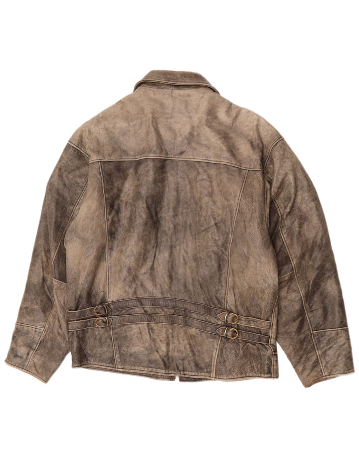 Vintage hombres chaqueta de cuero Reino Unido 40 cuero gris grande