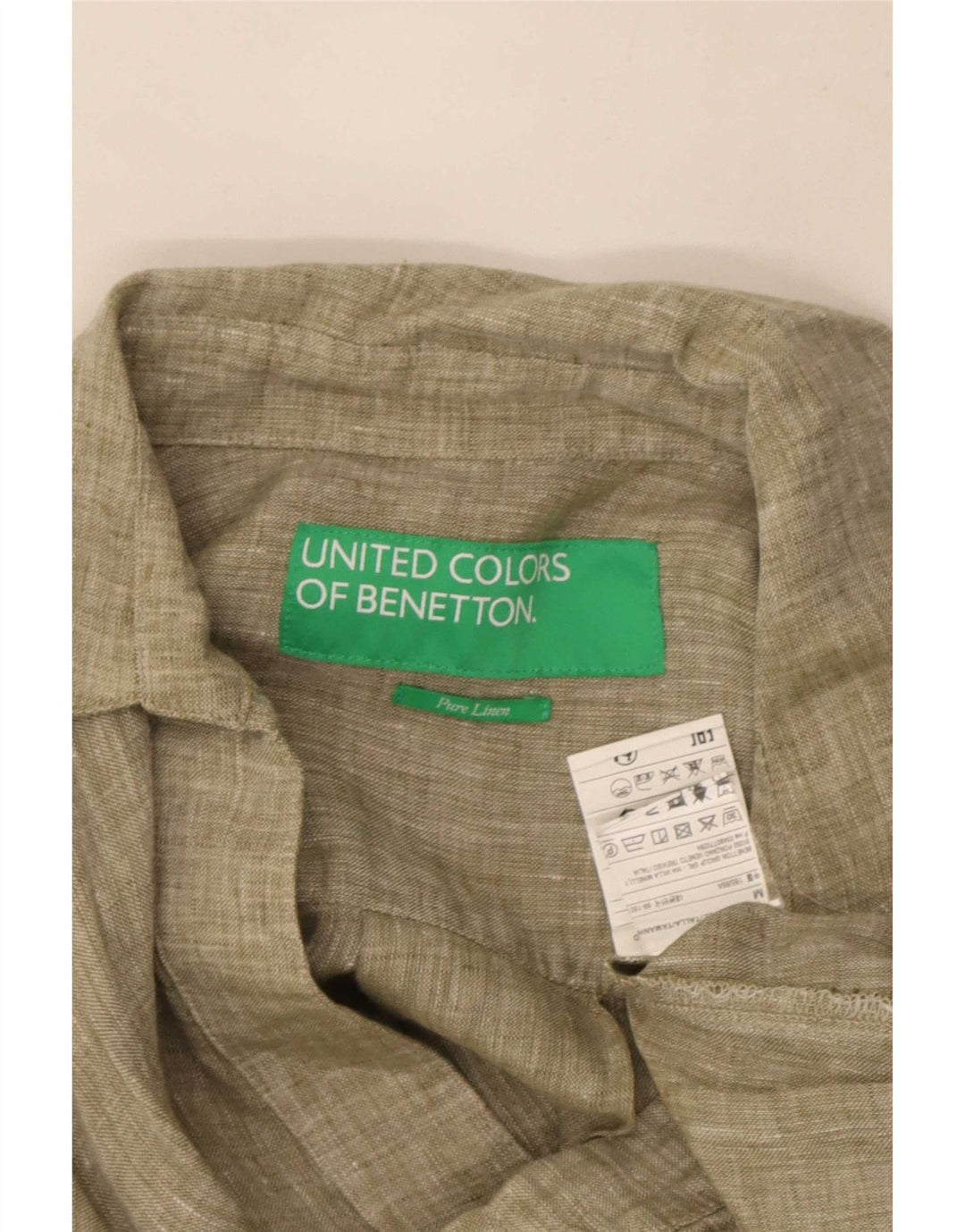 Benetton Vestido Acampanado para Mujer ES 44 Mediano Lino Caqui