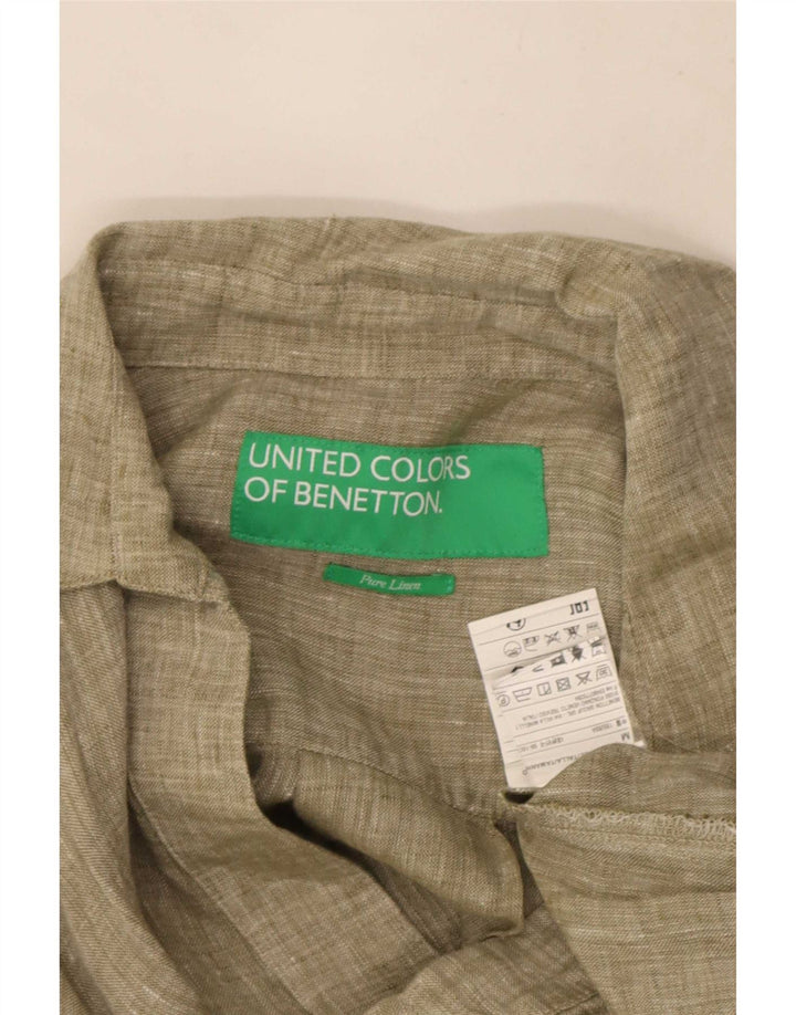 Benetton Vestido Acampanado para Mujer ES 44 Mediano Lino Caqui