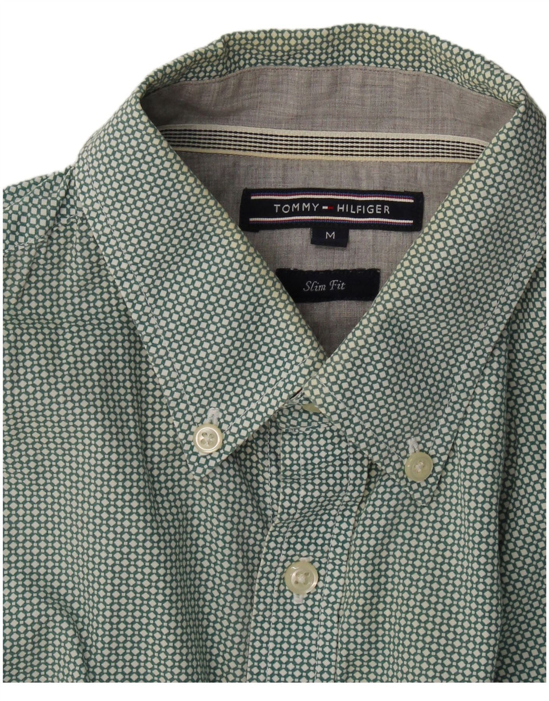 Camisa Tommy Hilfiger Hombre Slim Fit Verde Medio Moteado