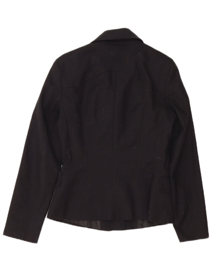 Zara Chaqueta Blazer con Cremallera Completa para Mujer UK 10 Small Black Cotton