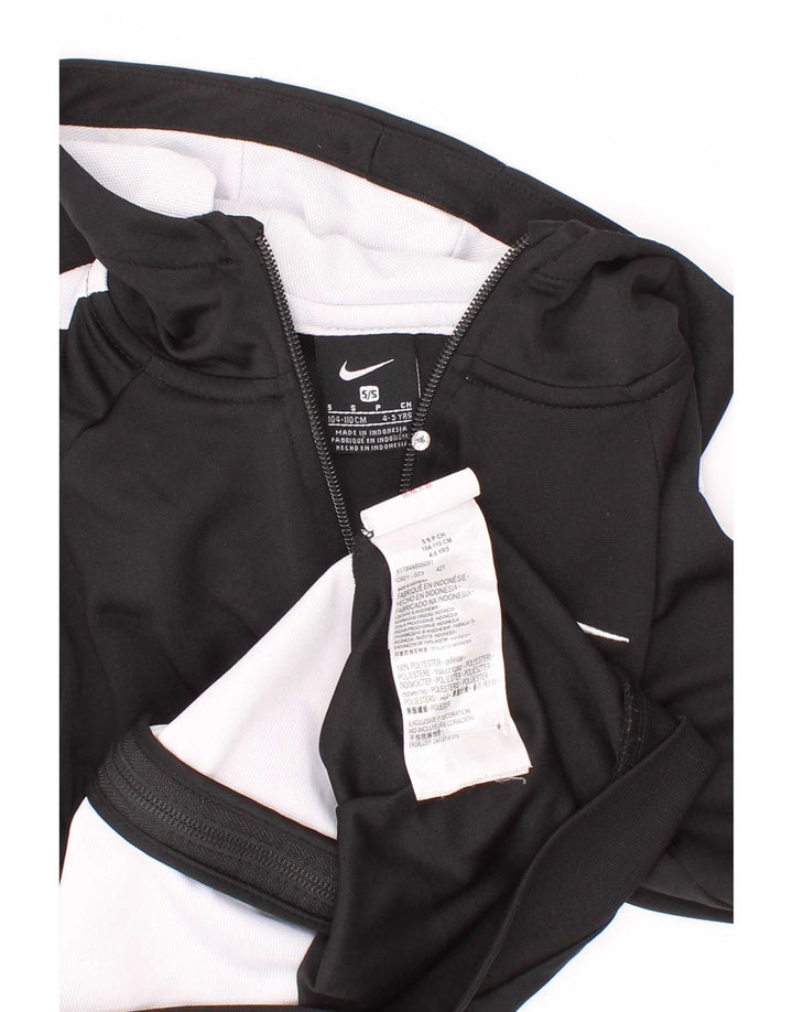 Nike Sudadera con capucha y cremallera para niños de 4 a 5 años, talla pequeña, color negro, poliéster