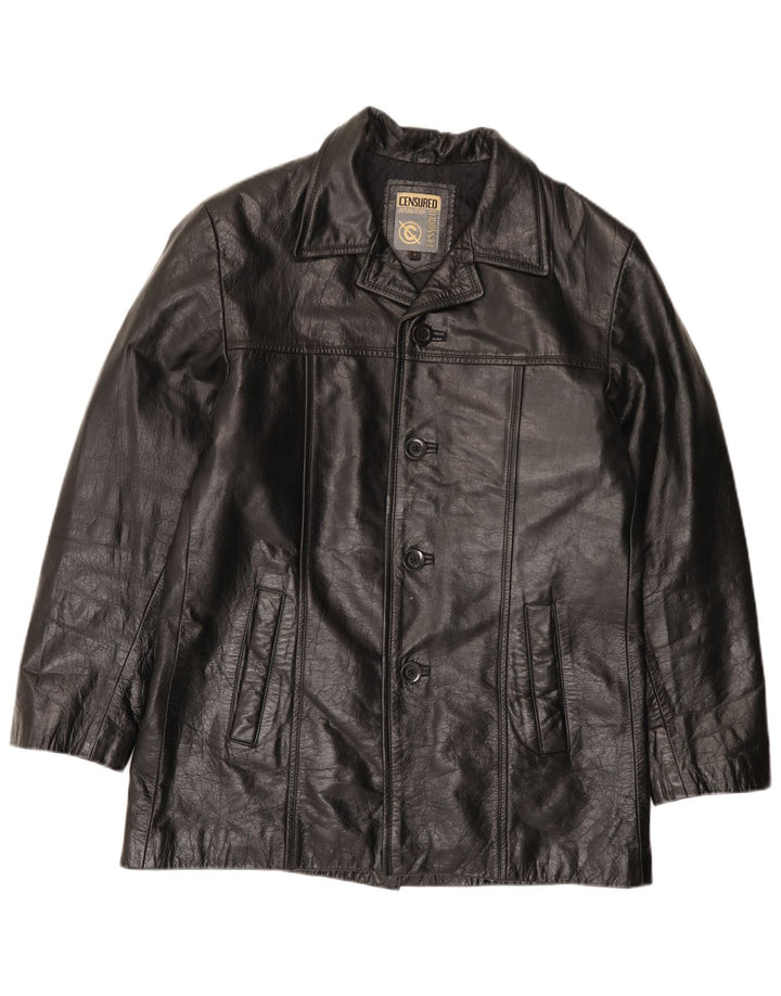 Chaqueta de cuero para hombre censurada Reino Unido 40 Cuero negro grande