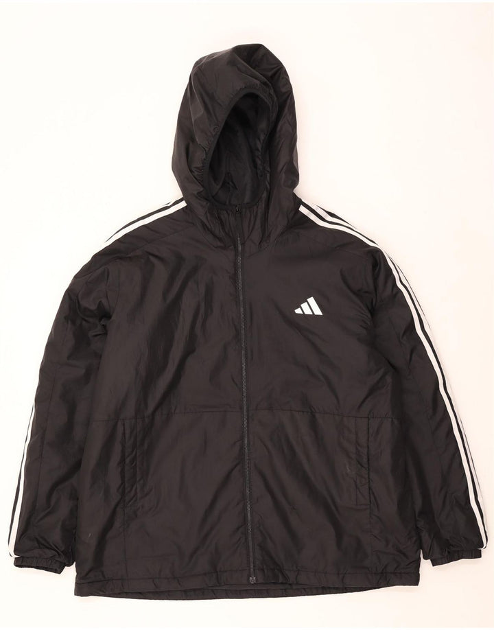Adidas Chaqueta cortavientos con capucha para hombre UK 44 2XL Poliéster negro