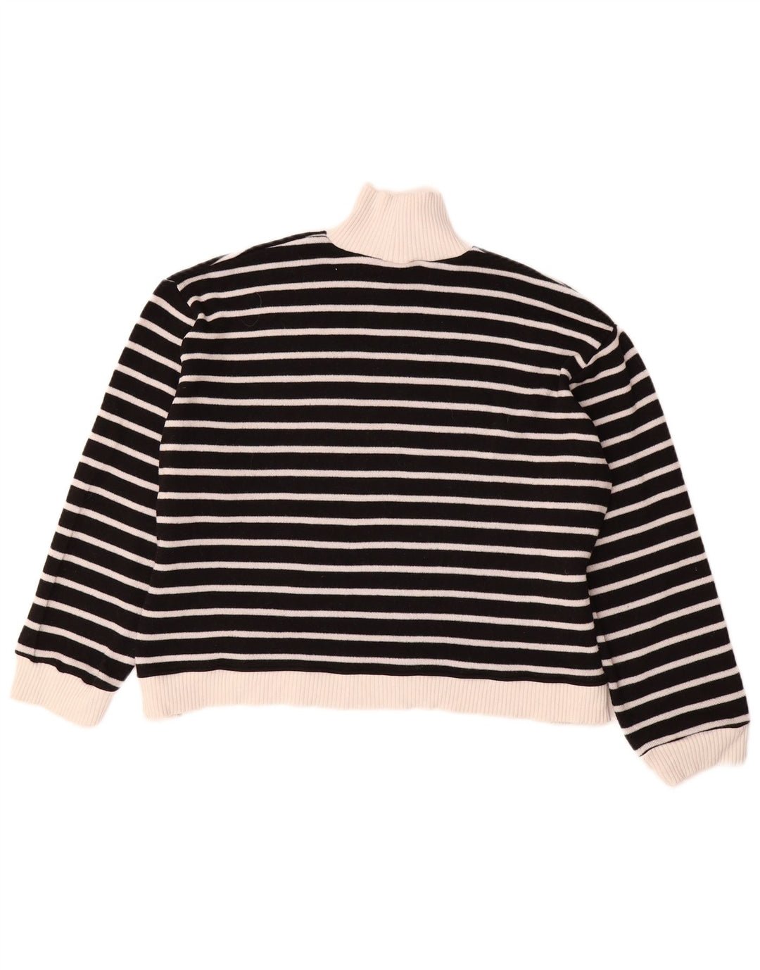 Zara - Jersey con cuello alto para mujer, talla 40, talla mediana, color negro a rayas
