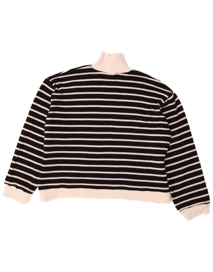 Zara - Jersey con cuello alto para mujer, talla 40, talla mediana, color negro a rayas