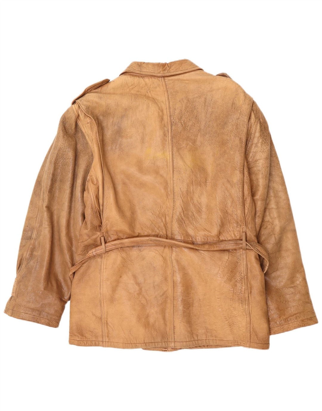 VINTAGE Chaqueta de cuero militar para hombre Reino Unido 42 XL Beige