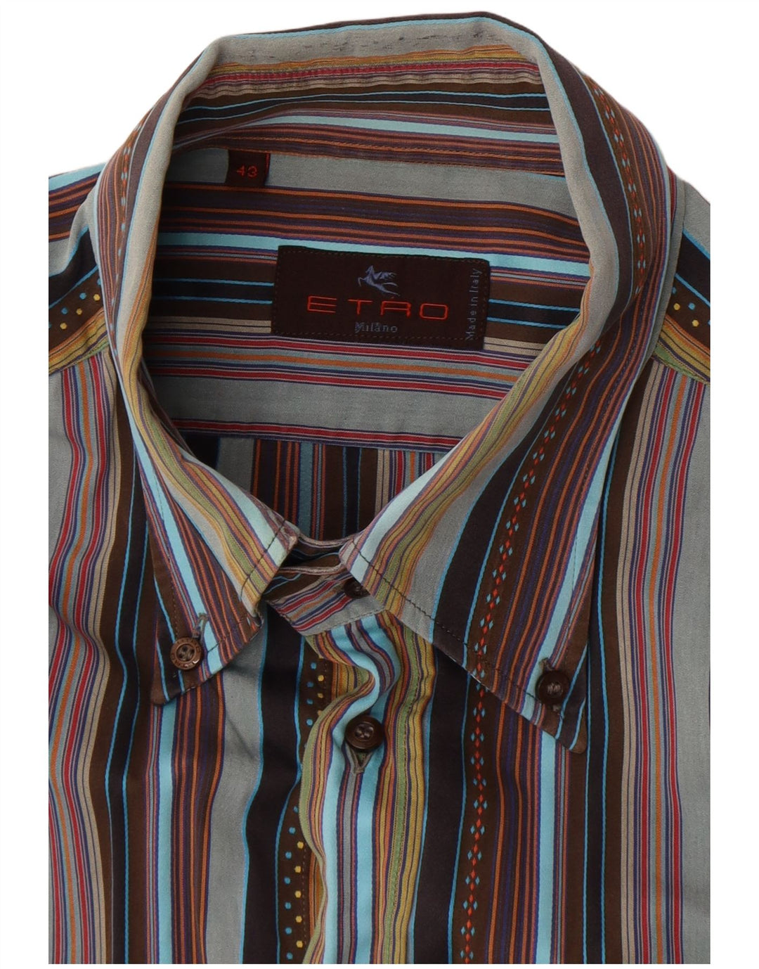 Camisa Etro Hombre Talla 43 Grande Rayas Multicolor