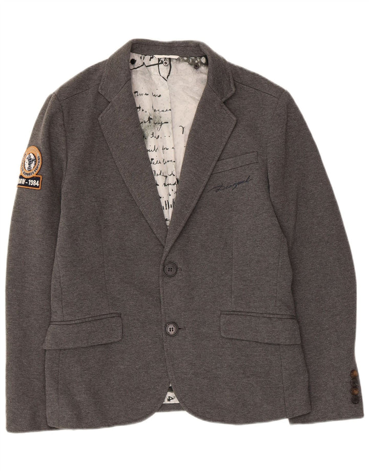 Desigual Chaqueta tipo blazer con gráfico de 2 botones para hombre IT 48 Poliéster gris medio