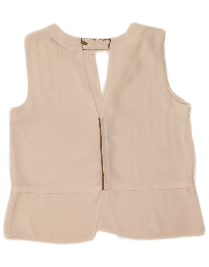 Zara Mujer Blusa Sin Mangas Top UK 40 XL Blanco