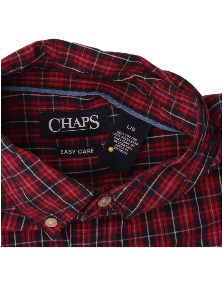 Chaps Camisa de fácil cuidado para hombre de algodón a cuadros rojos grandes