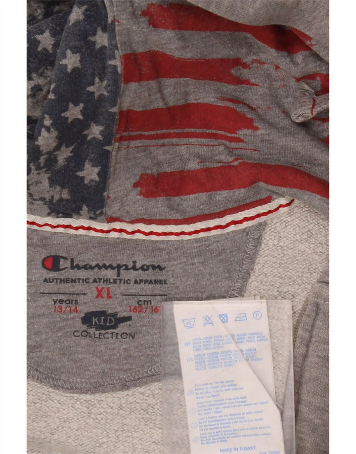 CHAMPION Suéter con capucha y cremallera gráfica para niñas 13-14 años XL Algodón gris