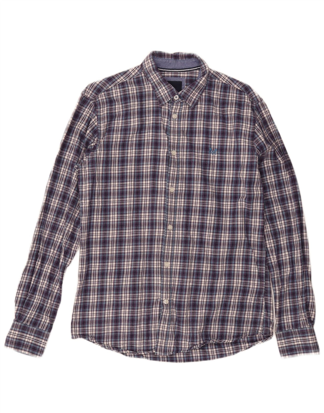 Crew Clothing Camisa de franela para hombre Algodón a cuadros azul marino mediano