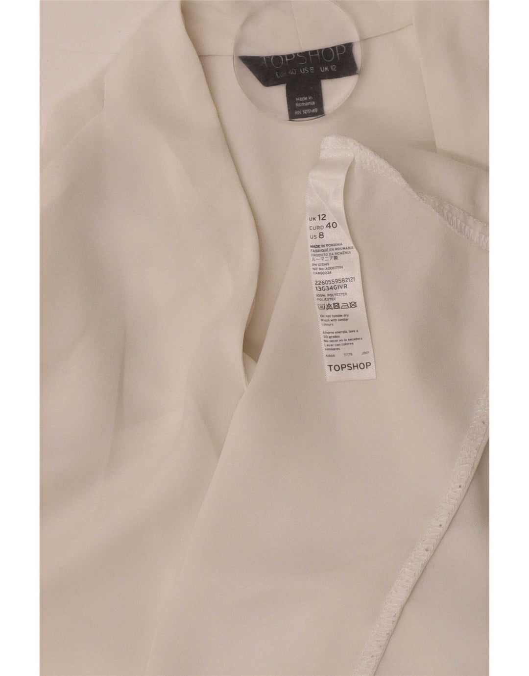 Topshop Blusa de manga larga para mujer Top UK 42 Poliéster blanco mediano