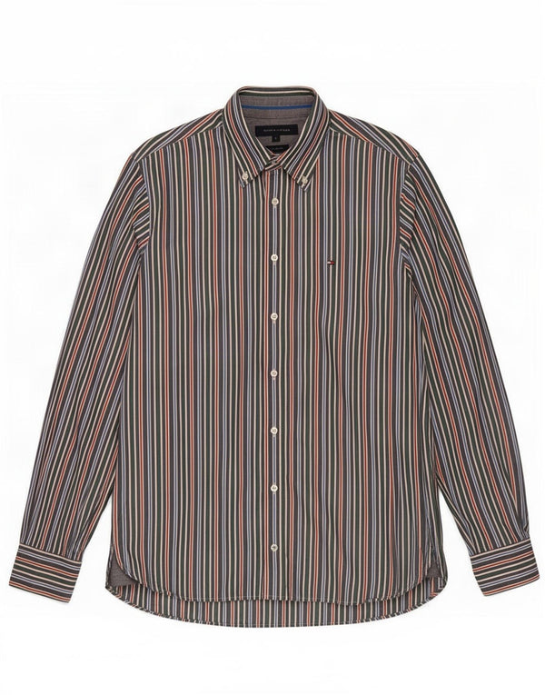 Camisa Tommy Hilfiger Custom Fit de algodón a rayas multicolor pequeña para hombre