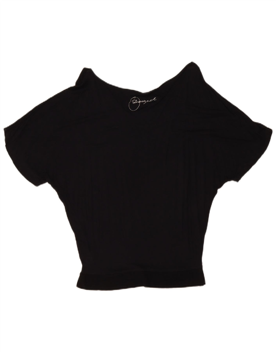 Desigual Blusa con estampado de murciélago para mujer Top UK 10 Small Black Geométrico