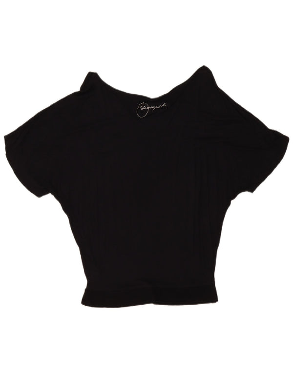 Desigual Blusa con estampado de murciélago para mujer Top UK 10 Small Black Geométrico