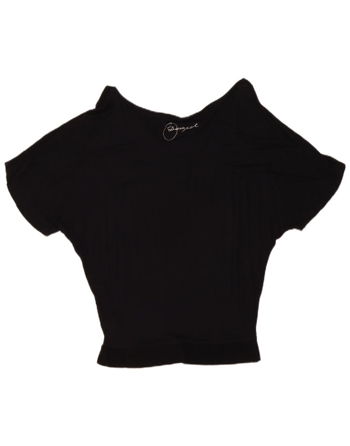 Desigual Blusa con estampado de murciélago para mujer Top UK 10 Small Black Geométrico