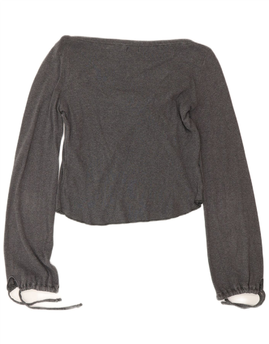 Onyx Top corto con lazo frontal para mujer, manga larga, Reino Unido 40, algodón gris medio