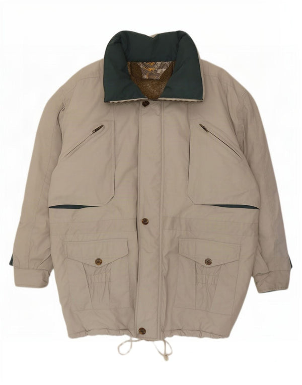 Chaqueta acolchada con capucha vintage para hombre IT 56/58 3XL Poliéster gris