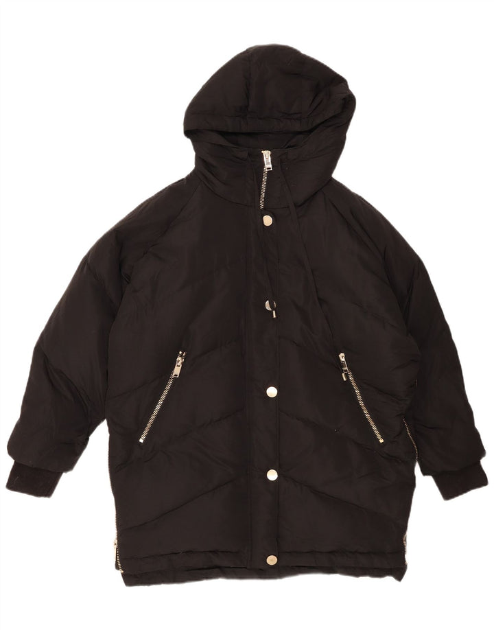SILVIAN HEACH Womens Oversized Hooded Padded Coat UK 6 XS Black Polyester