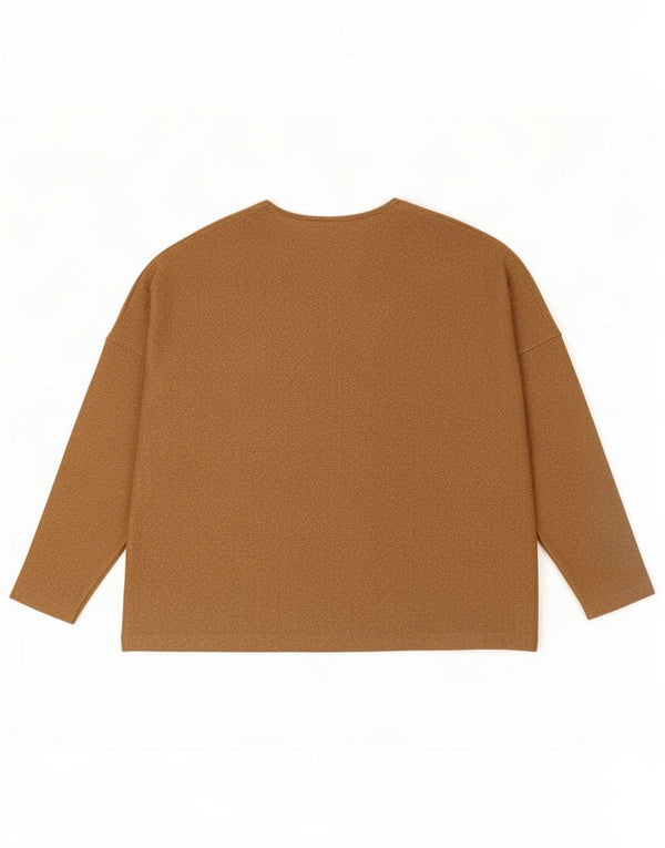 Zara Mujer Top Extragrande Manga 3/4 UK 44 Marrón Medio Moteado Metálico