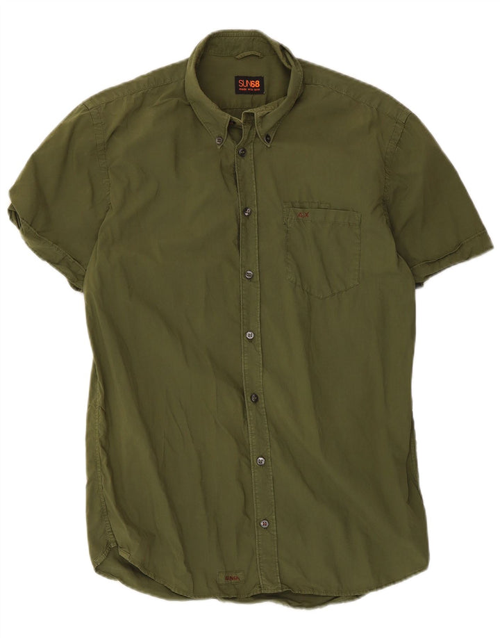 Camisa de manga corta para hombre Sun68 Algodón caqui medio