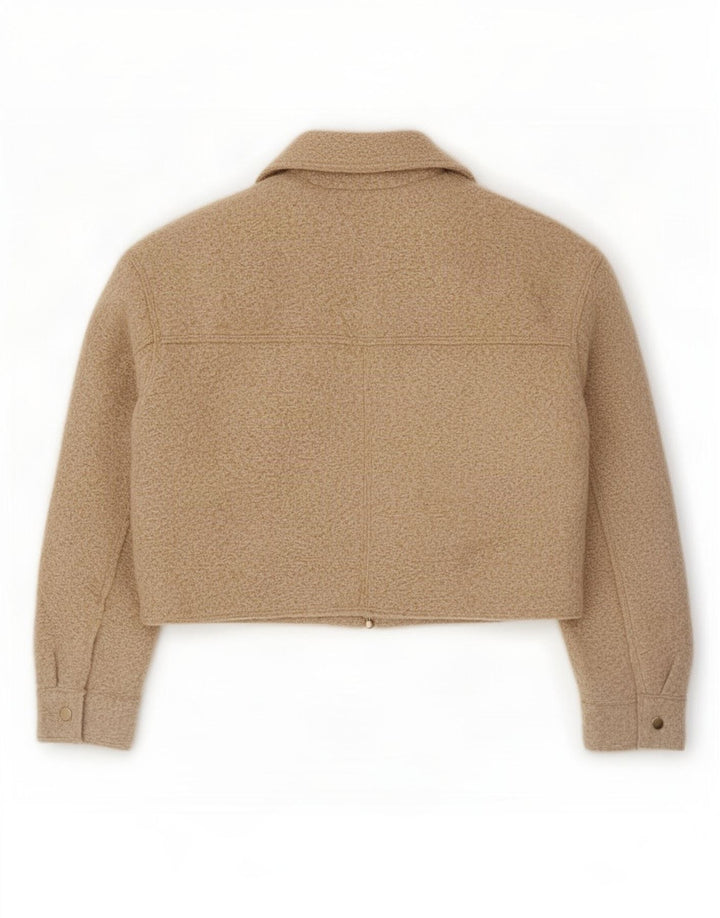 Zara Mujer Chaqueta Bomber Corta De Gran Tamaño UK 6 XS Beige