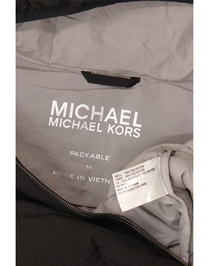 Michael Kors Abrigo acolchado con capucha para mujer UK 44 Poliéster negro mediano