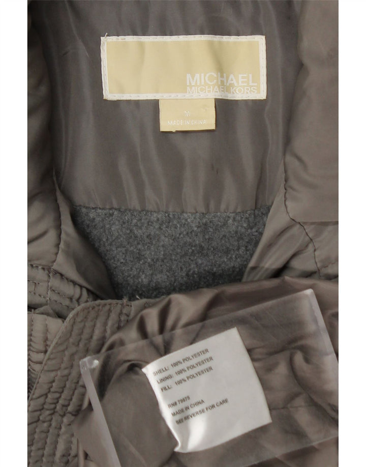 MICHAEL KORS Chaqueta acolchada militar con capucha para mujer UK 40 Gris medio