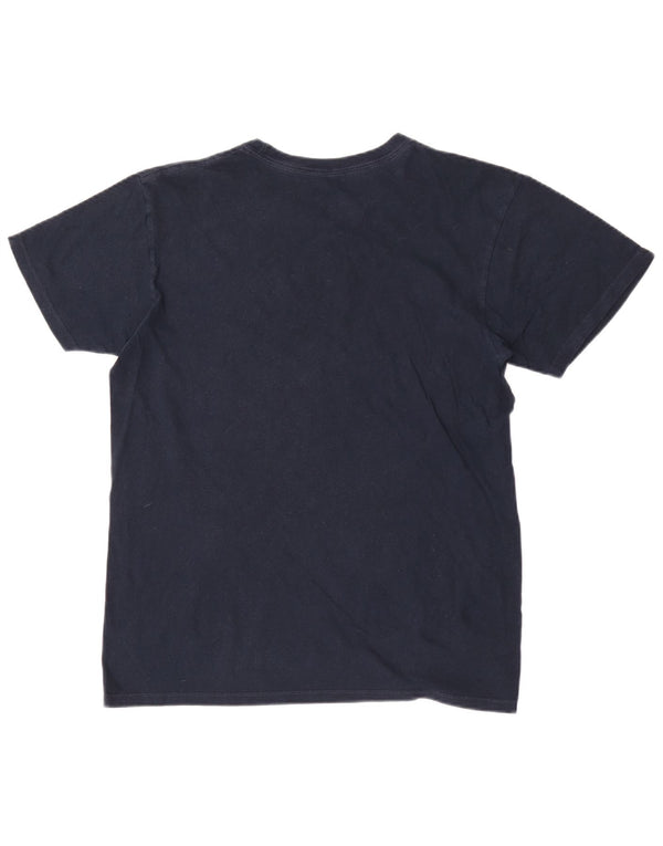 Hard Rock Cafe Mens Barcelona Graphic Camiseta Top Medio Azul Marino Algodón