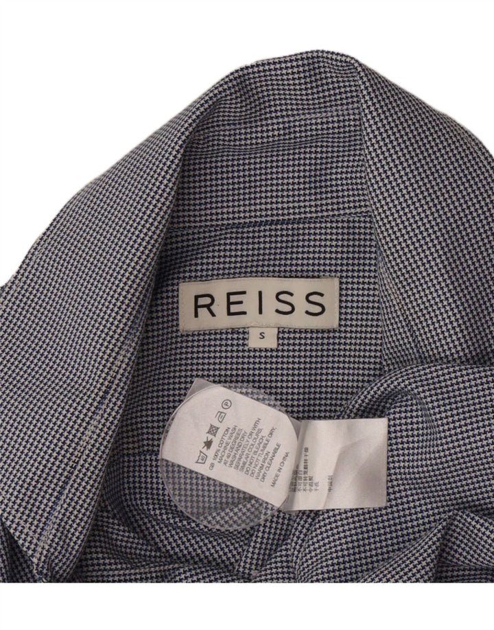 Camisa Reiss para hombre Small Blue Pata de gallo de algodón
