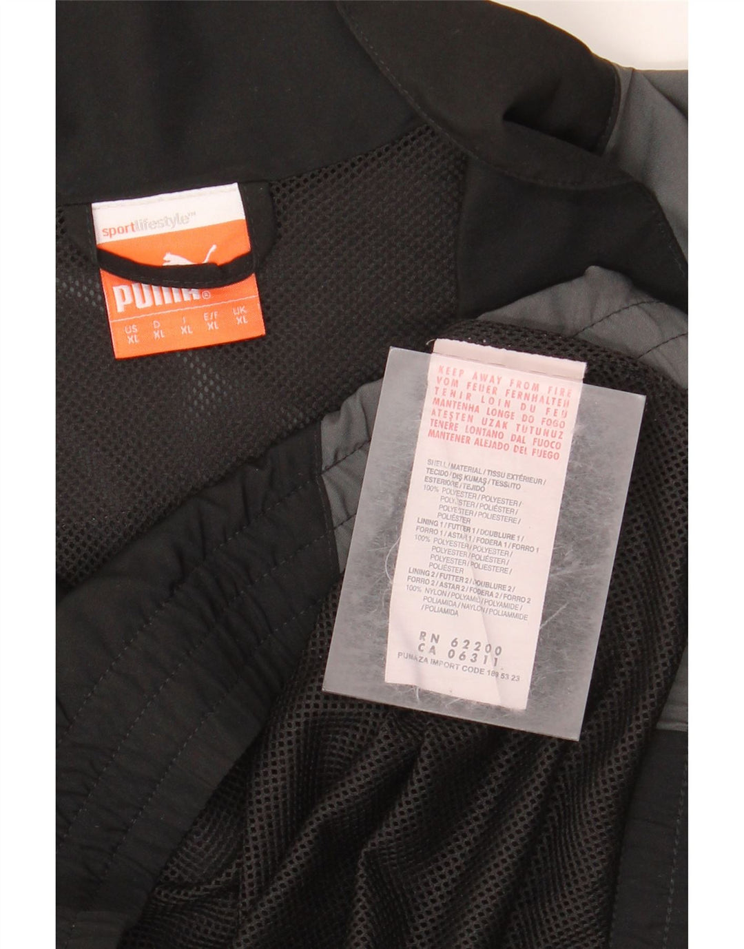 PUMA Chaqueta de chándal para hombre XL Poliéster color block negro