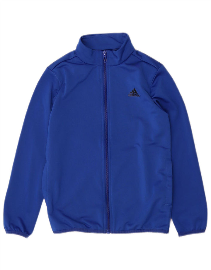 ADIDAS Boys Primegreen Graphic Chándal Top Chaqueta 7-8 Años Azul