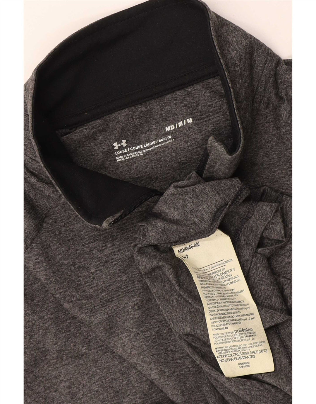 Under Armour Hombre Zip Neck Top Manga Larga Poliéster Gris Medio