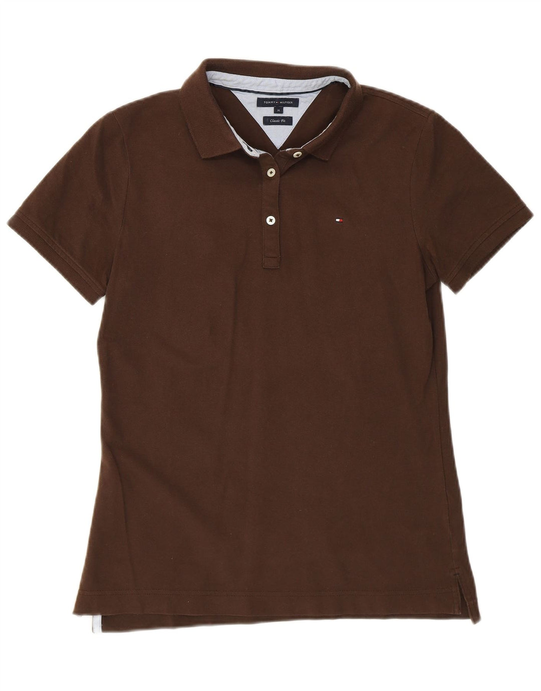 TOMMY HILFIGER Polo de ajuste clásico para mujer UK 42 Algodón marrón medio