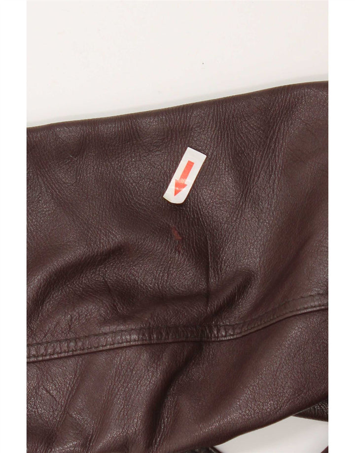 Vintage mujer cuero abrigo Reino Unido 14 cuero burdeos medio