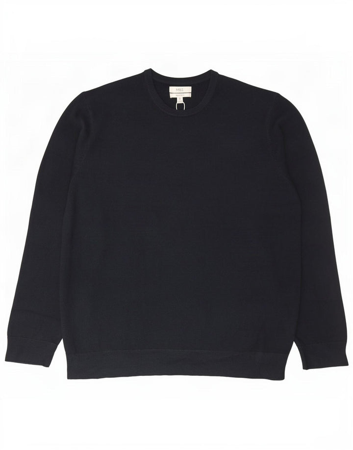 Marks & Spencer - Jersey de cuello redondo para hombre, talla 2XL, acrílico azul marino