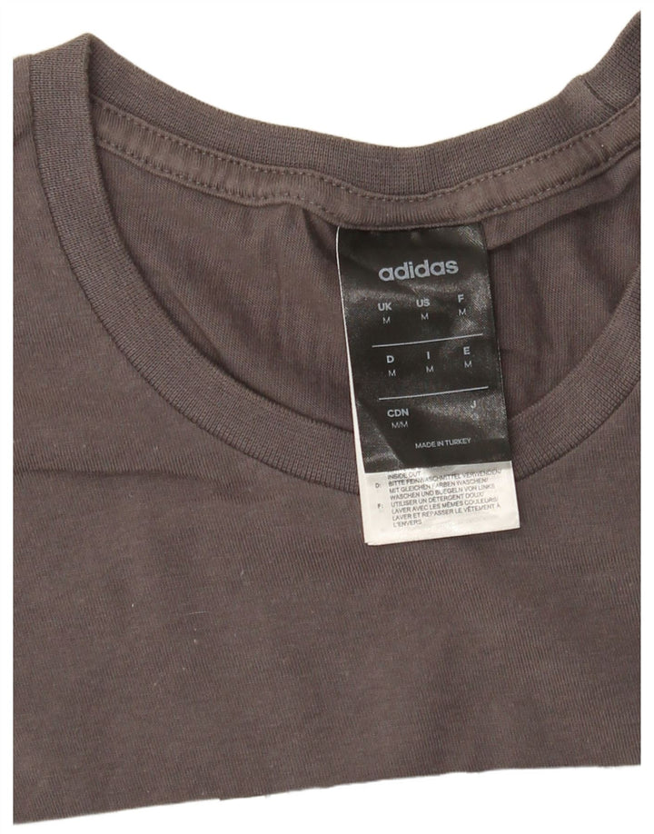 Adidas Hombre Camiseta Gráfica Top Algodón Gris Medio