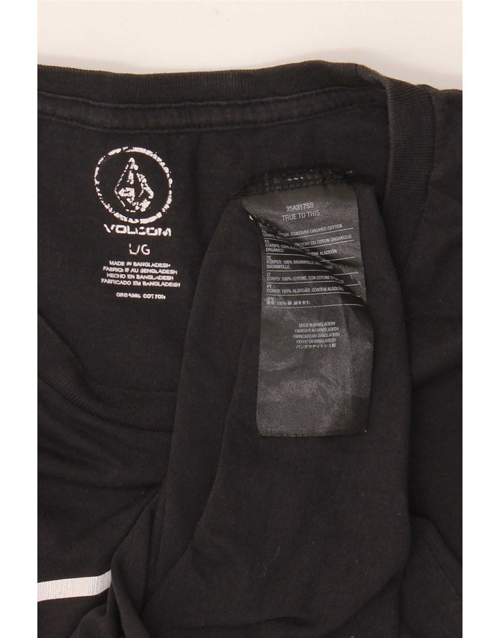 Volcom Camiseta gráfica para hombre Top grande de algodón negro