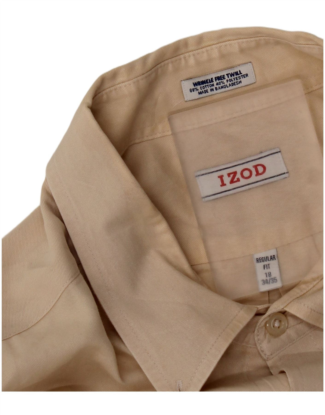 Camisa Izod Hombre Regular Fit Talla 18 2XL Algodón Beige